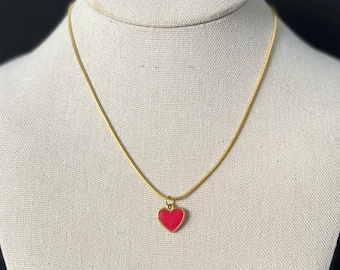 Collana Con Ciondolo A Cuore Rosso Grande, 3,3x3,3 Cm, In Vetro, Regolabile, Gioiello Di Tendenza Per Donna - 3