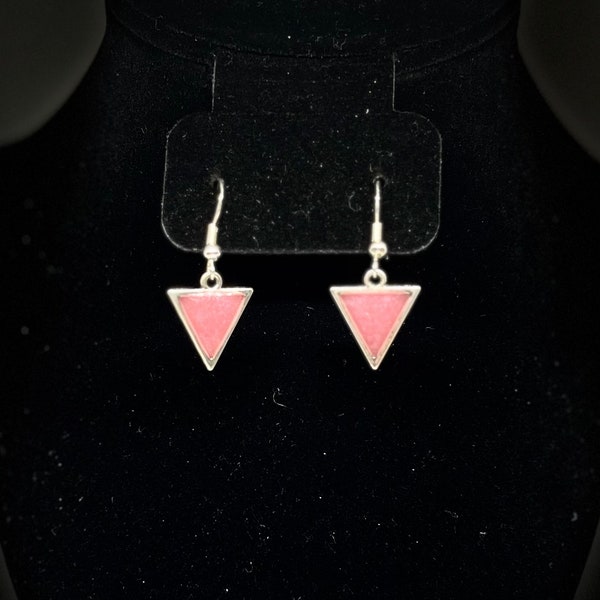 Pink Triangle Dangle Earrings