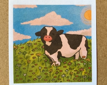 Naklejka okrągła krowa