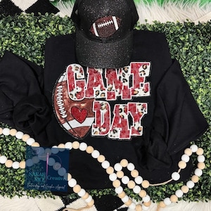 Football Game Day Chenille Sequin Patch Crewneck Sweatshirt