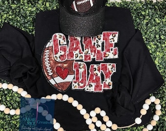 Football Game Day Chenille Sequin Patch Crewneck Sweatshirt