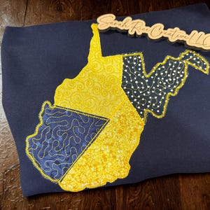 West Virginia Quilted Patchwork Embroidered Crewneck Sweatshirt