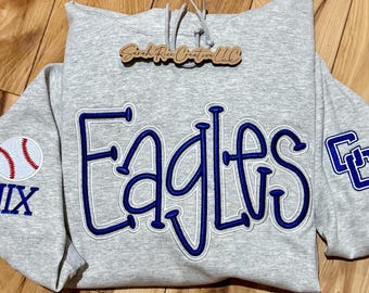 Custom Team Puff Embroidered Crewneck Sweatshirt, Pioneers 3D Embroidery