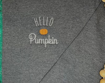 Adult Unisex Embroidered Sweatshirt, Hello Pumpkin, Gildan Unisex Sweatshirt