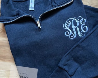 Monogram Quarter Zip Sweatshirt, Embroidered Quarter Zip, Custom Pullover