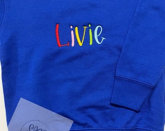 Girls Embroidered Sweatshirt, Toddler Name Sweatshirt, Personalized Youth Sweatshirt, Personalized Crewneck