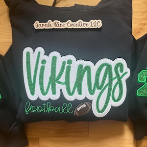 Football Mom Embroidered Hoodie, Custom Glitter Applique Football Sweatshirt