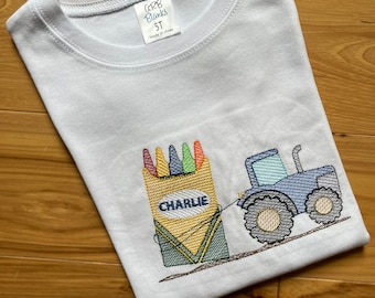 Boys First Day of School Embroidered Tshirt, Back to School Shirt