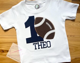 Embroidered Football Birthday Shirt, 1st Birthday Shirt, First Birthday Shirt, Football Birthday Boy Shirt