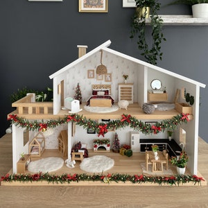 Christmas Dollhouse, Christmas Dollhouse Miniatures, Christmas Dollhouse Ornament, Scandinavian Dollhouse, Christmas Dollhouse Decoration