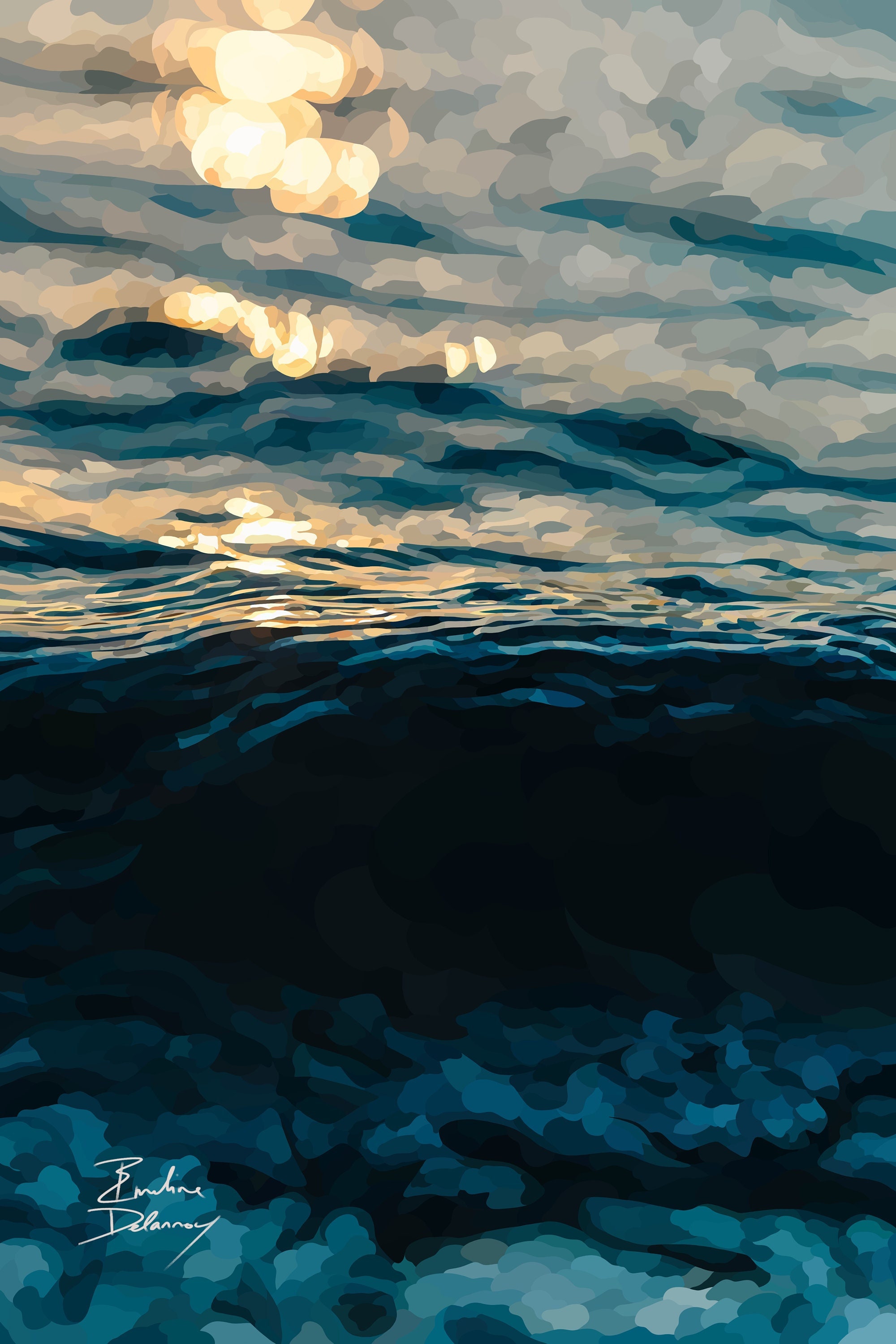 Tableau Impression Digitale Pour Décoration Murale d'une Vague Illusion Photo