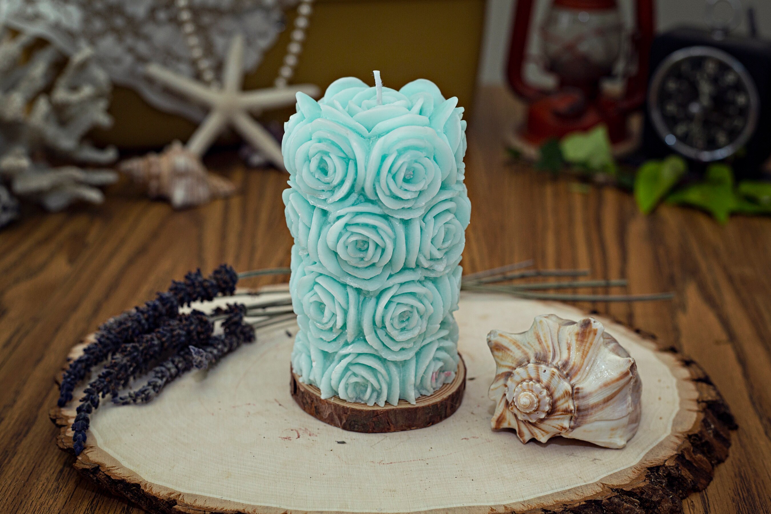 Rose Pillar Candle Etsy