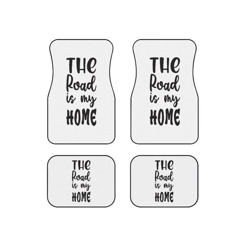 The Road is my Home shops White and Black Car Mats (Set of 4)