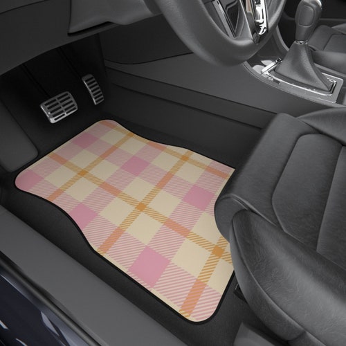 Pink and Yellow Tartan Car Mats shops (Set of 4)