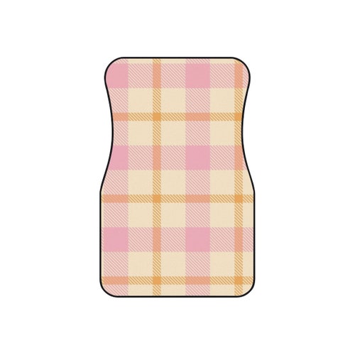 Pink and Yellow Tartan Car Mats shops (Set of 4)