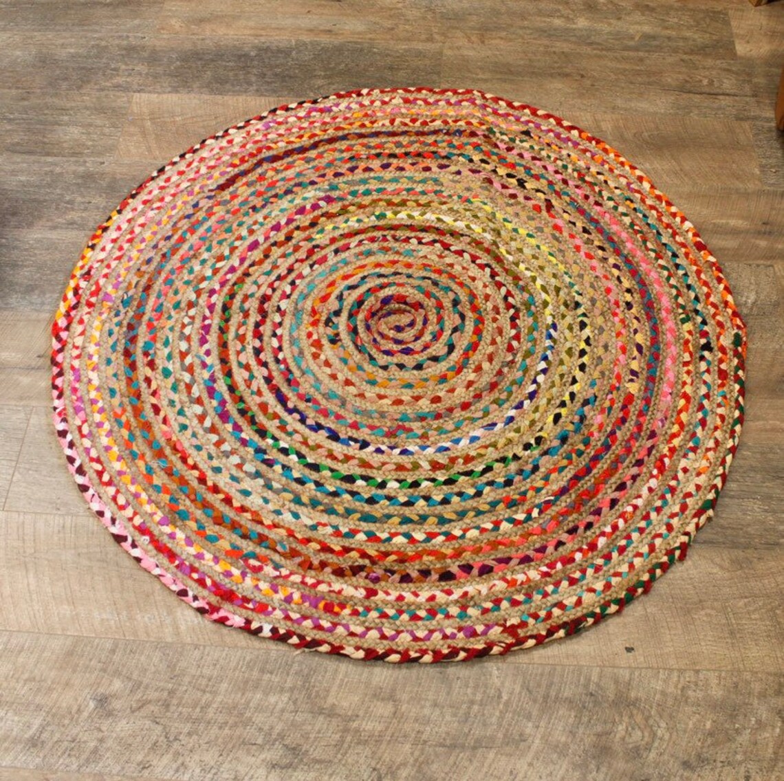 Round Jute Rug Recycled Cotton Rug Round Rug for Living Etsy UK