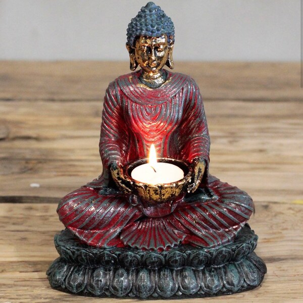 Antique Buddha Candle Holder, Home Decor, Spiritual Gifts, Candle Holder, Tea Light Holder, Boho Decor, Housewarming Gift, Gothic Decor