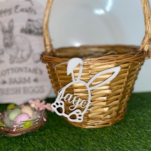 Etiquetas para cesta de páscoa, etiquetas personalizadas para cesta de páscoa, nome, decoração de páscoa, cartões de lugar de páscoa personalizados, presentes de páscoa