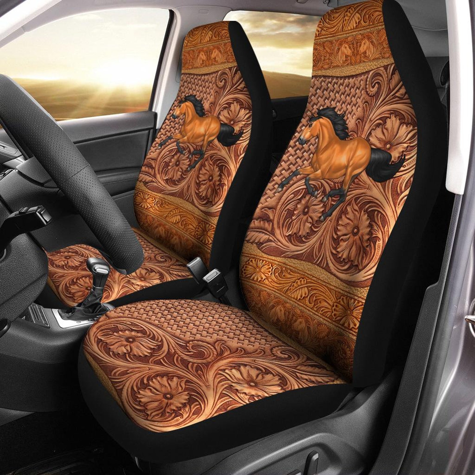 Horse Leather Embossed Car Seat Covers orse Car Seat Covers Etsy