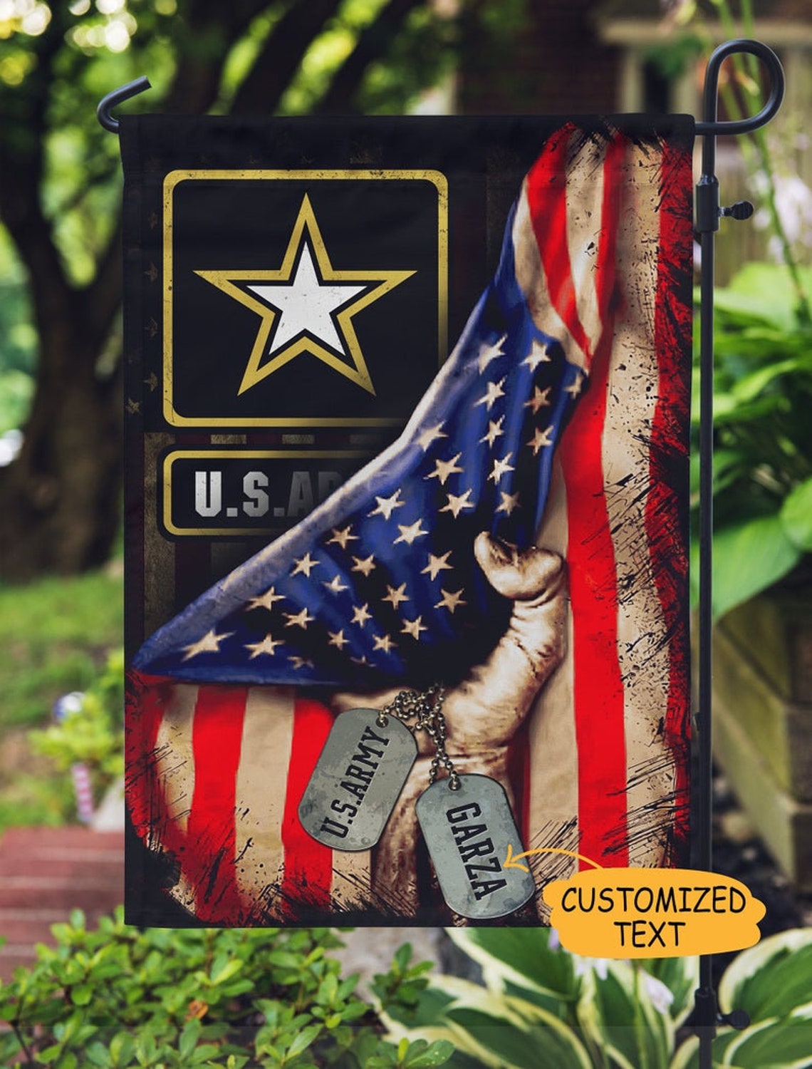 Personalized US Army Garden Flag