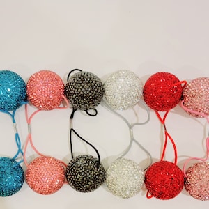 Large Oversized Jumbo 40mm Disco Hair Bobbles. Rhinestone Hair Bobbles. Bobble Hair tie. Ponytail ties. Hair tie balls