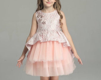 Flower Girls Dress Tutu dress Girls Wedding dress Girls Birthday Party Embroidered Girls Dress Ivory child dress Tulle Girl Dress