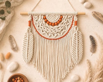 Half Moon Macrame Wall Hanging "Desert Sunset", Half Mandala, Boho Wall Decor, Fiber Art, Southwest Decor, macrame