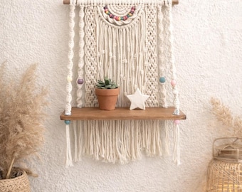 Macrame Wall Shelf, Boho Hanging Shelf, Handmade Macrame Shelf, Nursery Decor, Boho Home Decor, Italian Handmade