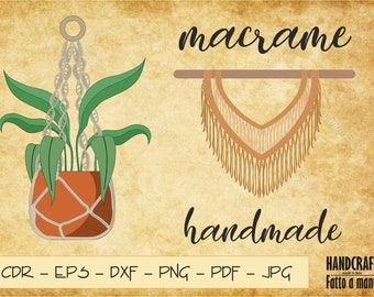 Boho Clipart Macrame, Boho Clipart Files, Boho Clipart, macrame with love, macrame clip art, macrame vector file, macrame png