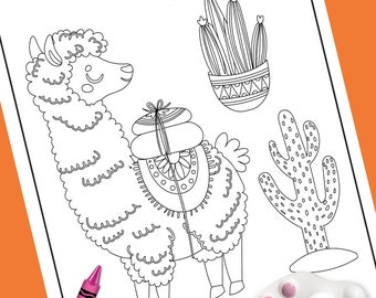 Cute Llama kids coloring pages