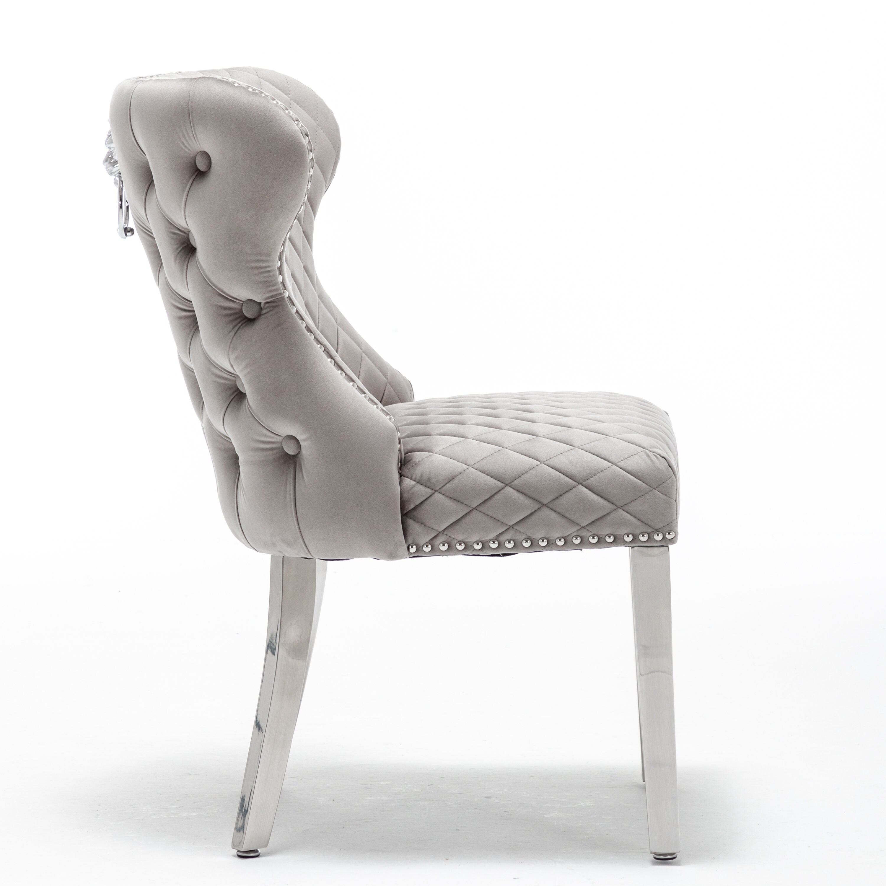 Light Grey Velvet Eaton Dining Chair Metal Legs Lion Knocker Etsy