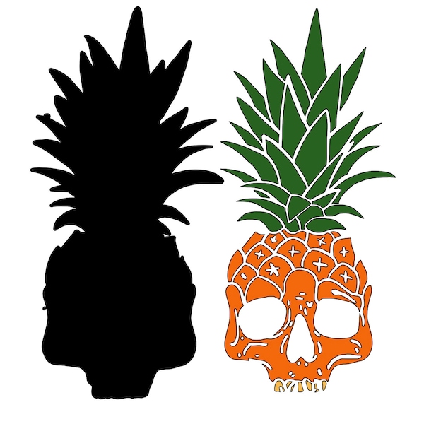 Cricut Compatible Pineapple Skull SVG digital download