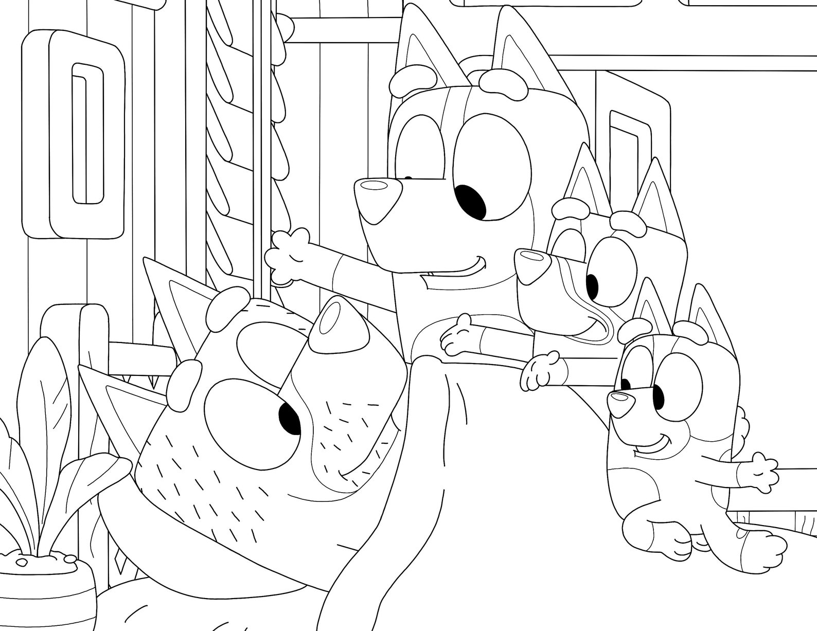 Bluey And Family Coloring Pages