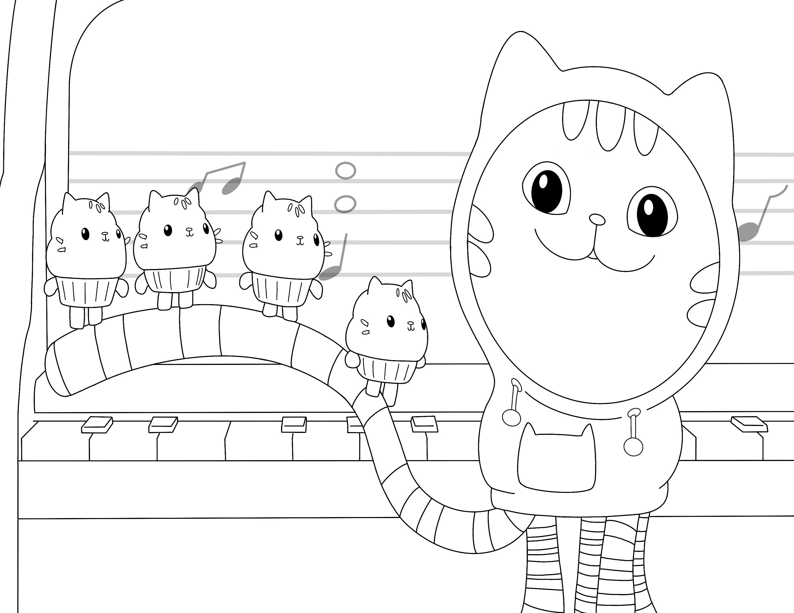 Five Pack of Digital Gabbys Dollhouse With Easter Kitty Bunny Coloring