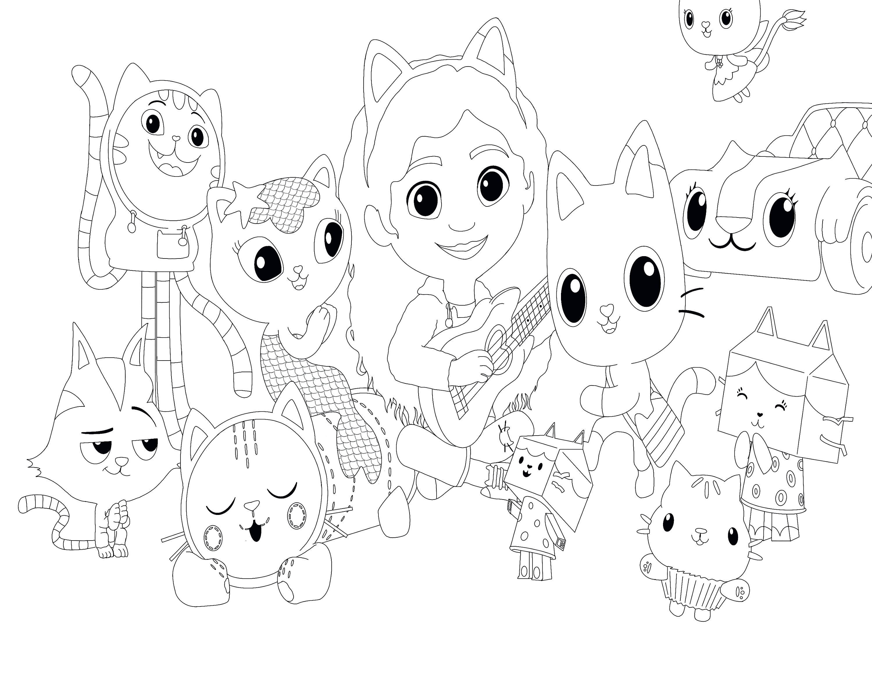 Gabby s Dollhouse Coloriage Gabby Et La Maison Magique Feuilles de coloriage cinq en un Gabbys Dollhouse and Friends - Etsy Canada