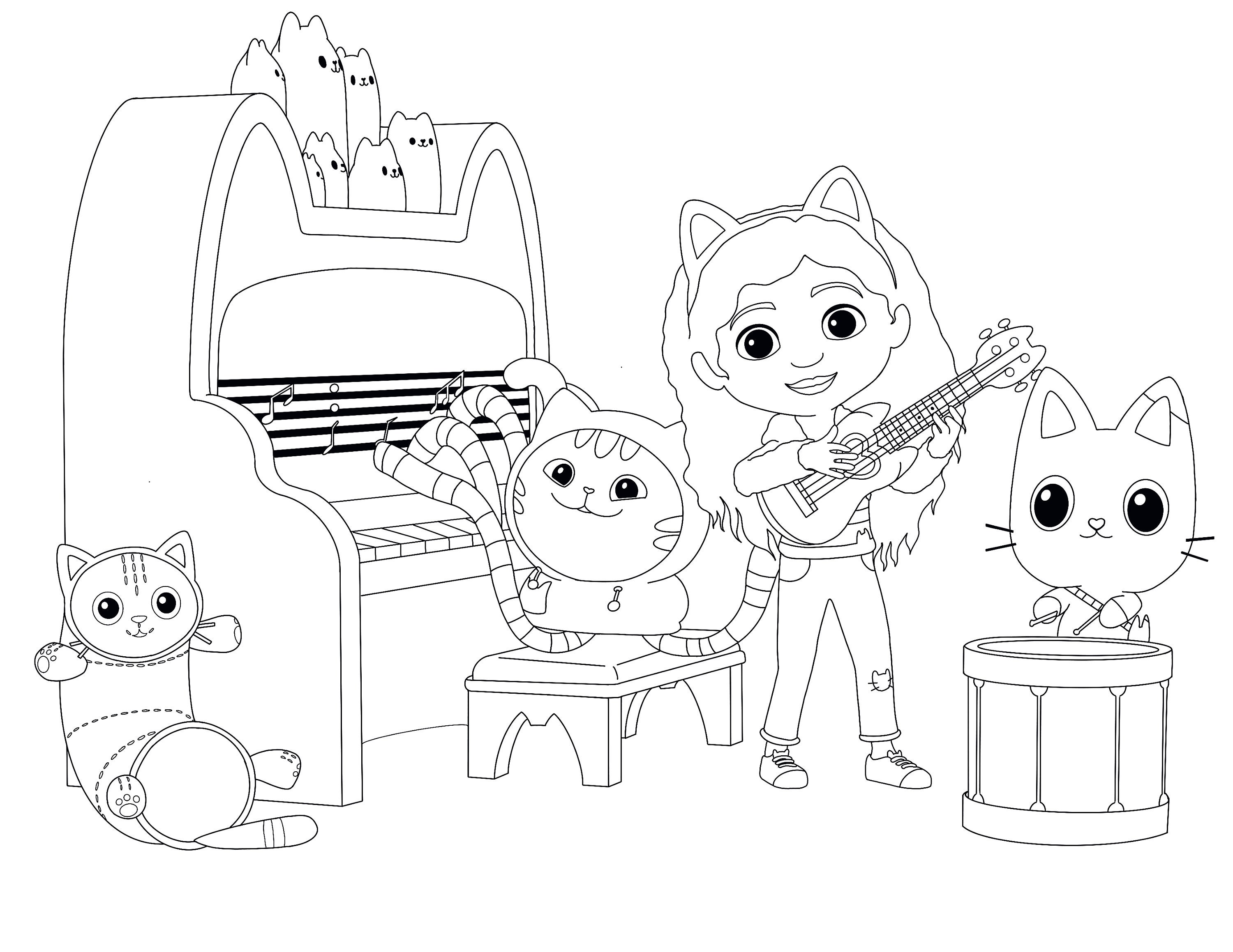 Coloriage Gabby et La Maison Magique : DJ Catnip 8