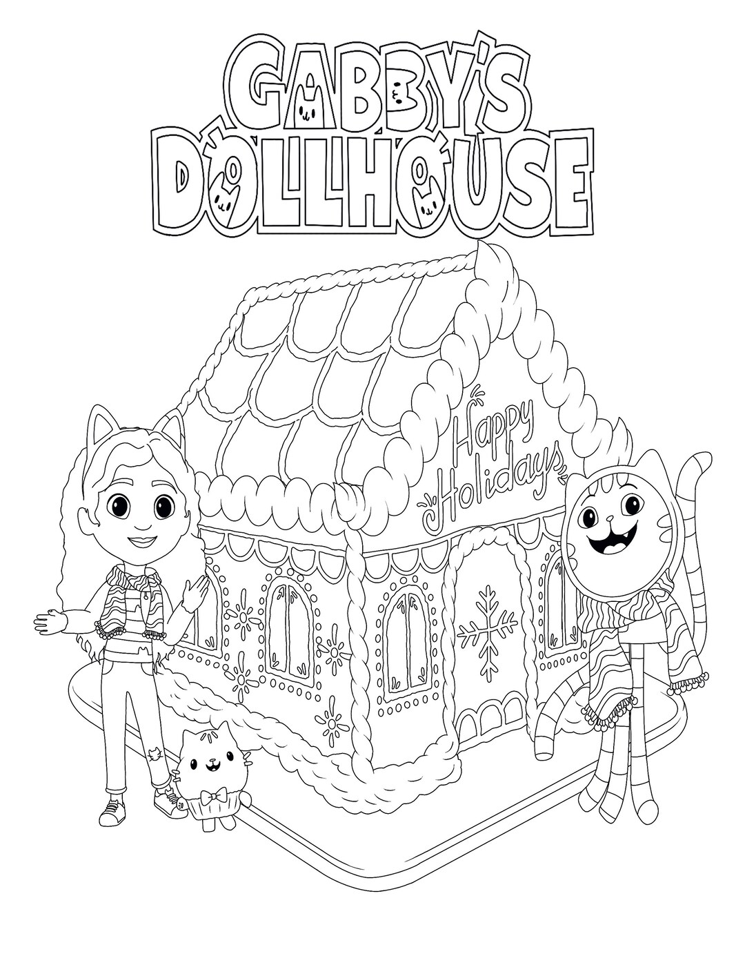 Gabbys Dollhouse Holiday Coloring Page Printable Download Etsy Canada