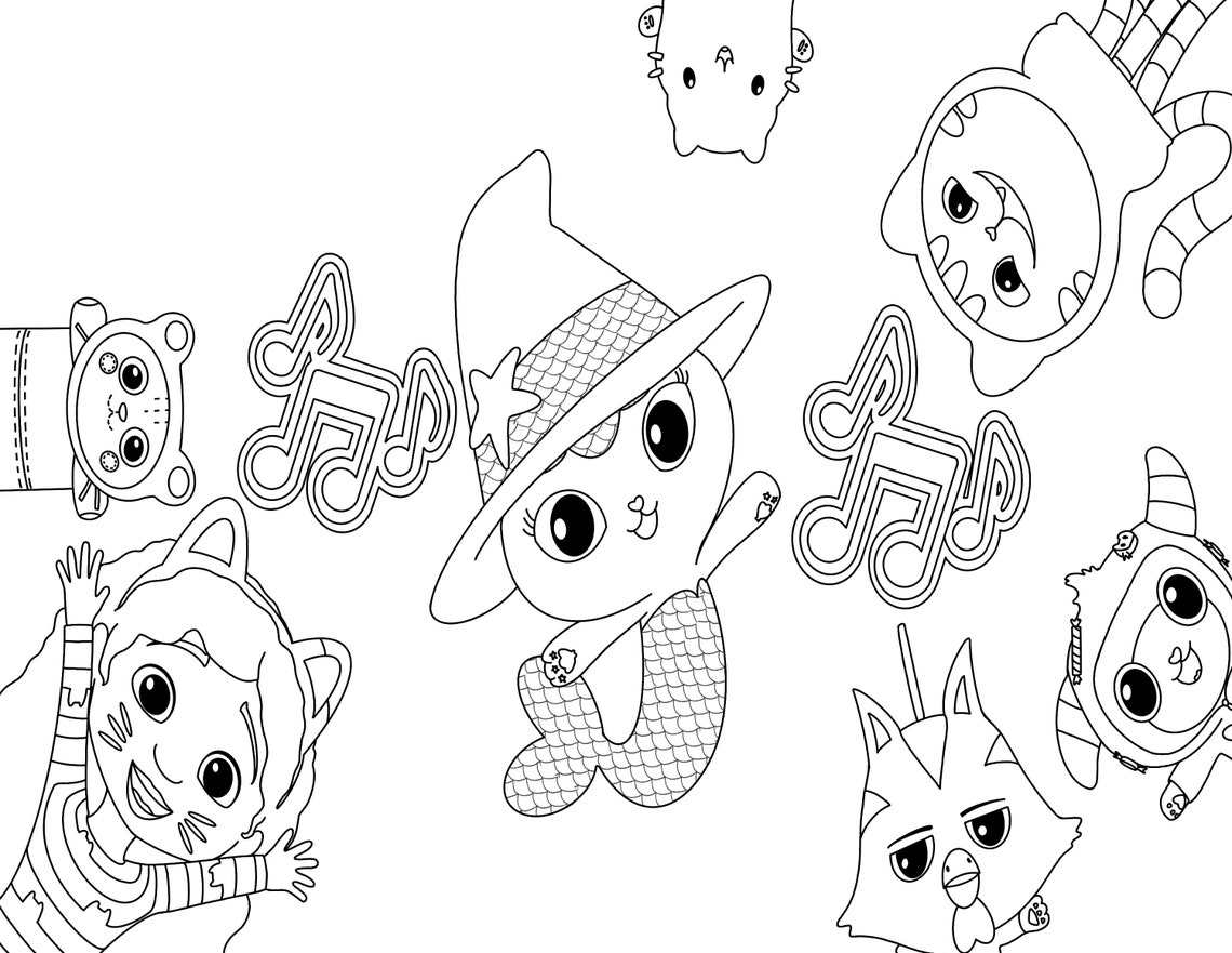 Gabby???s Dollhouse Halloween Coloring Sheet With Gabby and Friends in ...