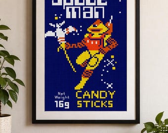 Space Man Süßigkeiten Stäbchen - Kreuzstichmuster
