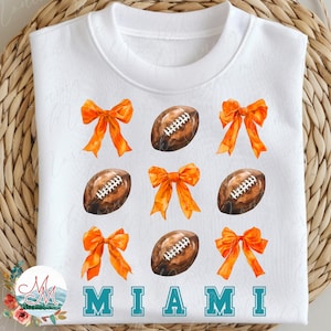 Kokette Fußball PNG | Miami Fußball PNG | American Football Design | Fußball und Schleife Clipart | Sport Mannschaft Digitale Datei | Florida PNG