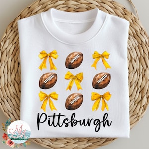 Coquette Football PNG | Sublimação de Futebol de Pittsburgh | Design de Futebol da Pensilvânia | Clipart de Futebol e Laço | Arquivo Digital de Equipe Esportiva