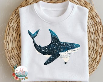 Shark PNG | Whale Shark DTF DTG Sublimation | Whale Shart Digital Design File Download | Whale Shark T-Shirt Design | Girl Boy Unisex Tshirt
