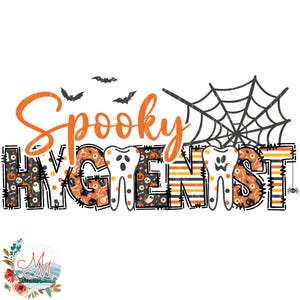 Higienista espeluznante PNG / Higienista dental espeluznante Sublimación / Lindo archivo de diseño digital de dentista de Halloween / Descarga de redes dentales de murciélagos dentales