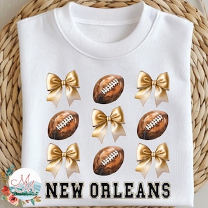 Futebol de Nova Orleans PNG | Futebol de Louisiana Coquette | Sublimação de Futebol de Nova Orleans | Arquivo Digital de Futebol e Laços | PNG de Time Esportivo