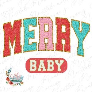 Feliz bebé universitario PNG / Lindas letras deportivas de chenilla sintética navideñas a juego para sublimación familiar / Mini niña retro de vacaciones, mamá y yo