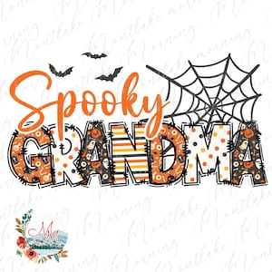 Gruselige Oma Halloween PNG | Halloween Gramma Sublimation | Herbst Nana T-Shirt | Halloween Mimi Designdatei | Spinnennetze Fledermäuse Digital
