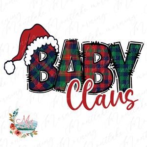 Bebê Noel PNG | Xadrez Natalino Combinando Sublimação Familiar | Arquivo de design digital de Natal de chapéu de Papai Noel bonito | Feriado, mamãe, e, mim Clipart