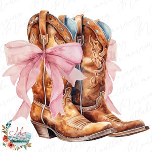 Coquette Cowgirl PNG | Sublimation de bottes et de noeuds | Conception de cow-girl occidentale | Clipart fille ranch | Fichier numérique de femme de ferme | Fille de rodéo PNG