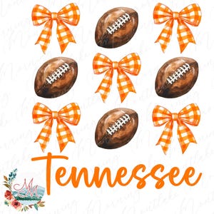 Football du Tennessee PNG | Fichier de conception numérique Coquette Tennessee Football | Sublimation de l'équipe sportive du Tennessee | Noeud de football Clipart Download