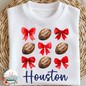 Coquete Futebol PNG | Houston Futebol PNG | Design de futebol do Texas | Clipart de futebol americano e arco | Arquivo digital da equipe esportiva vermelho azul